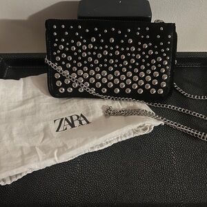 Zara Black and Silver Studded Crossbody Bag!